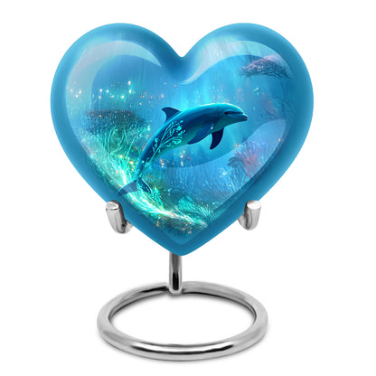 Resplendent Blue Dolphin Cremation Urn for Ashes - 10-inch, 200 cu in - Yatskia