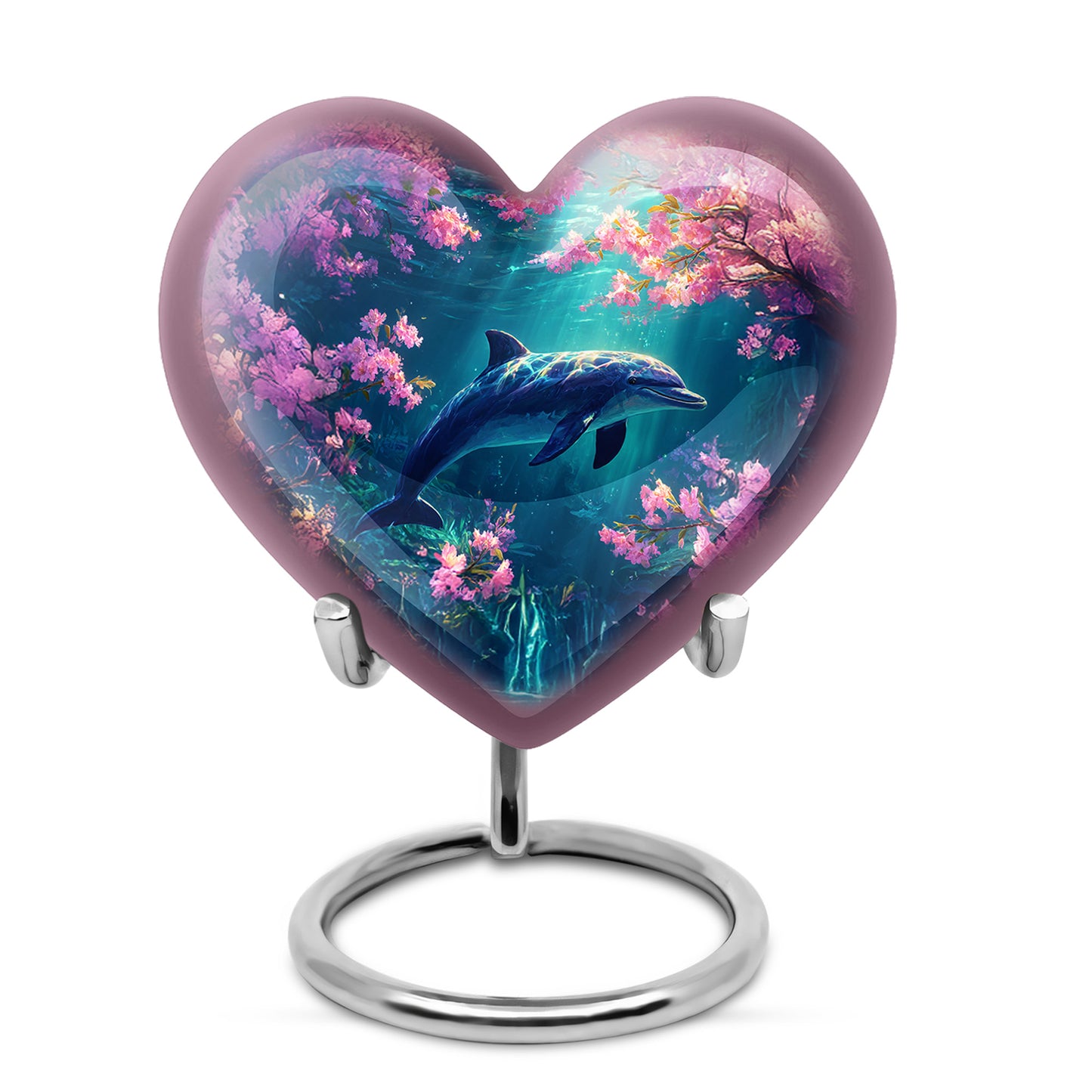 Pink Dolphin Keepsake Cremation Urns for Human Ashes - 10-inch, 200 cu in - Yatskia