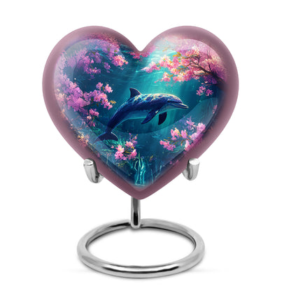 Pink Dolphin Keepsake Cremation Urns for Human Ashes - 10-inch, 200 cu in - Yatskia