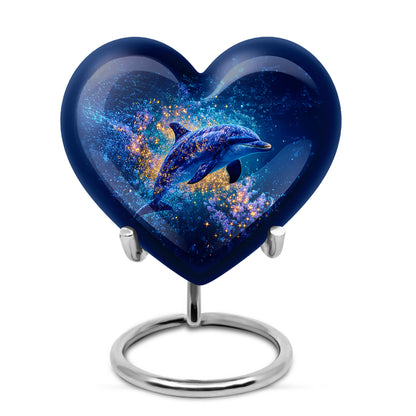 Blue Venerable Dolphin Cremation Urns for Human Ashes - 10-inch, 200 cu in - Yatskia