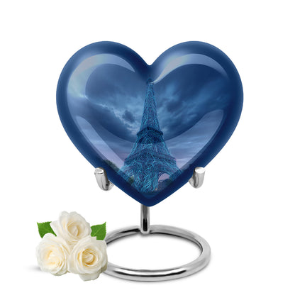 Divine Blue Eiffel Tower Cremation Urn for Ashes - 10-inch, 200 cu in - Yatskia