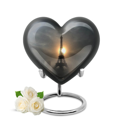 Black Eiffel Tower Remembrance Cremation Urns for Human Ashes - 10-inch, 200 cu in - Yatskia