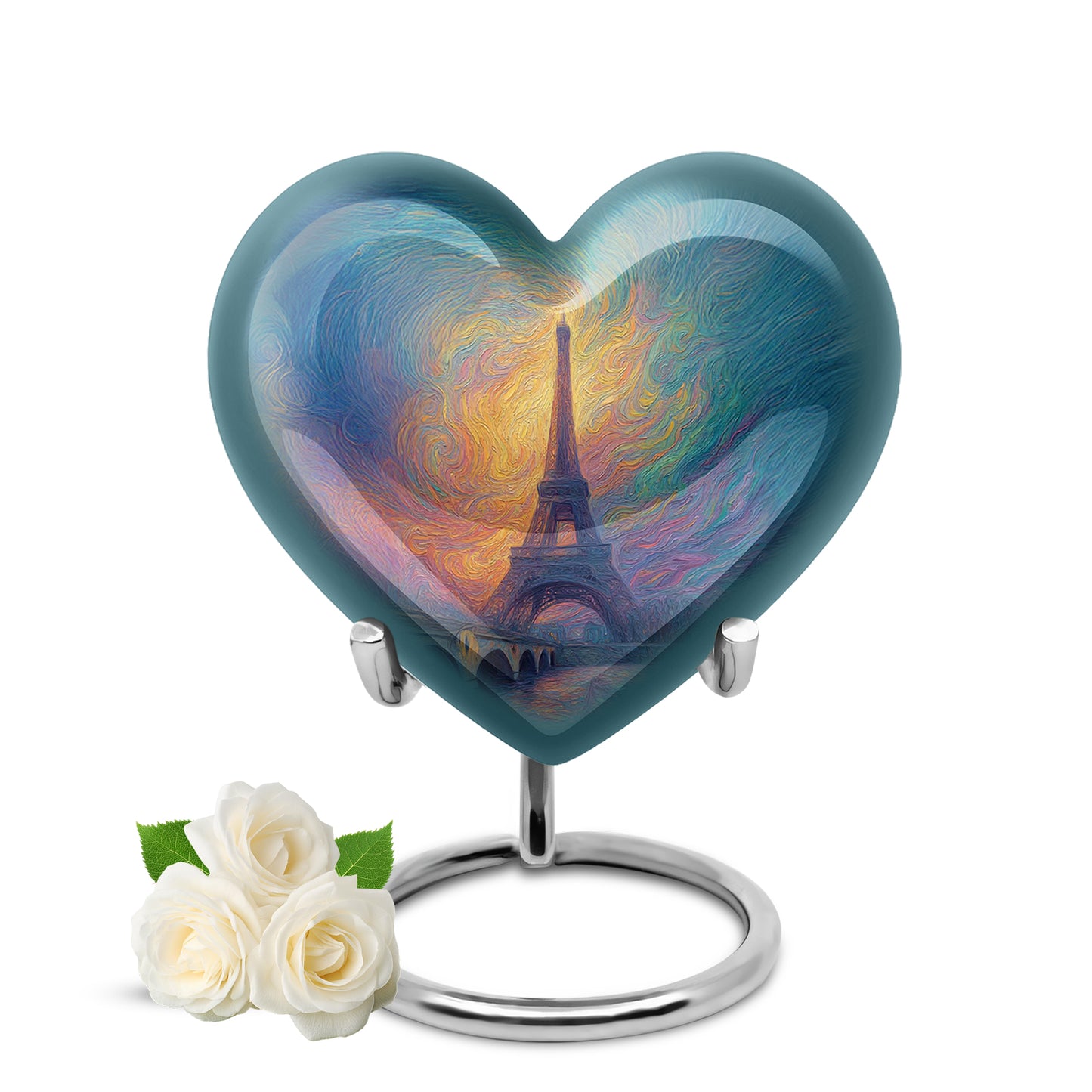 Inspiring Blue Eiffel Tower Devotion Urn for Human Ashes - 10-inch, 200 cu in - Yatskia