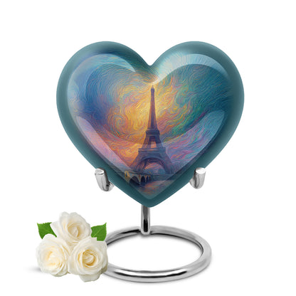 Inspiring Blue Eiffel Tower Devotion Urn for Human Ashes - 10-inch, 200 cu in - Yatskia