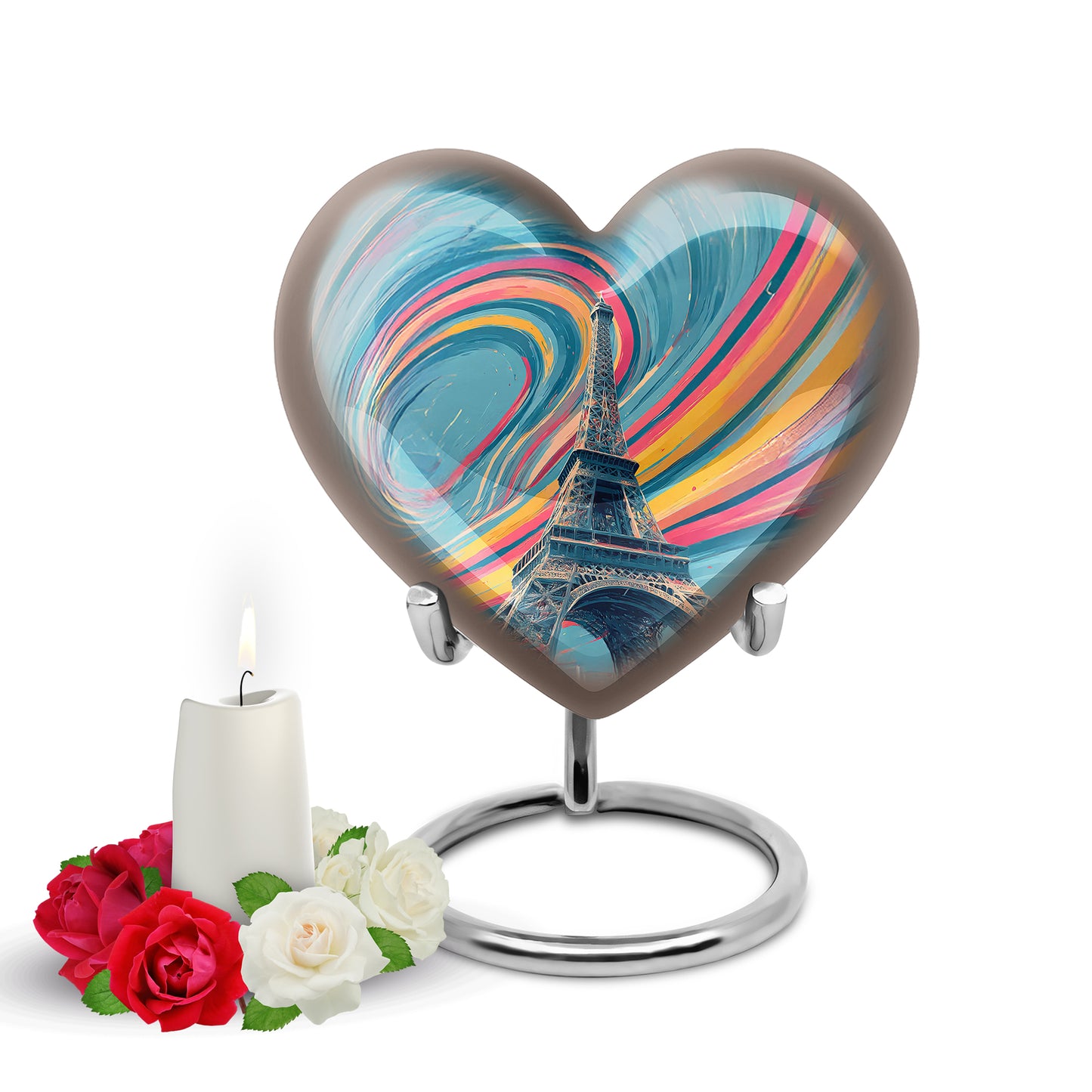 Radiant Eiffel Tower Memorial Cremation Urns - Teal 10-inch, 200 cu in - Yatskia