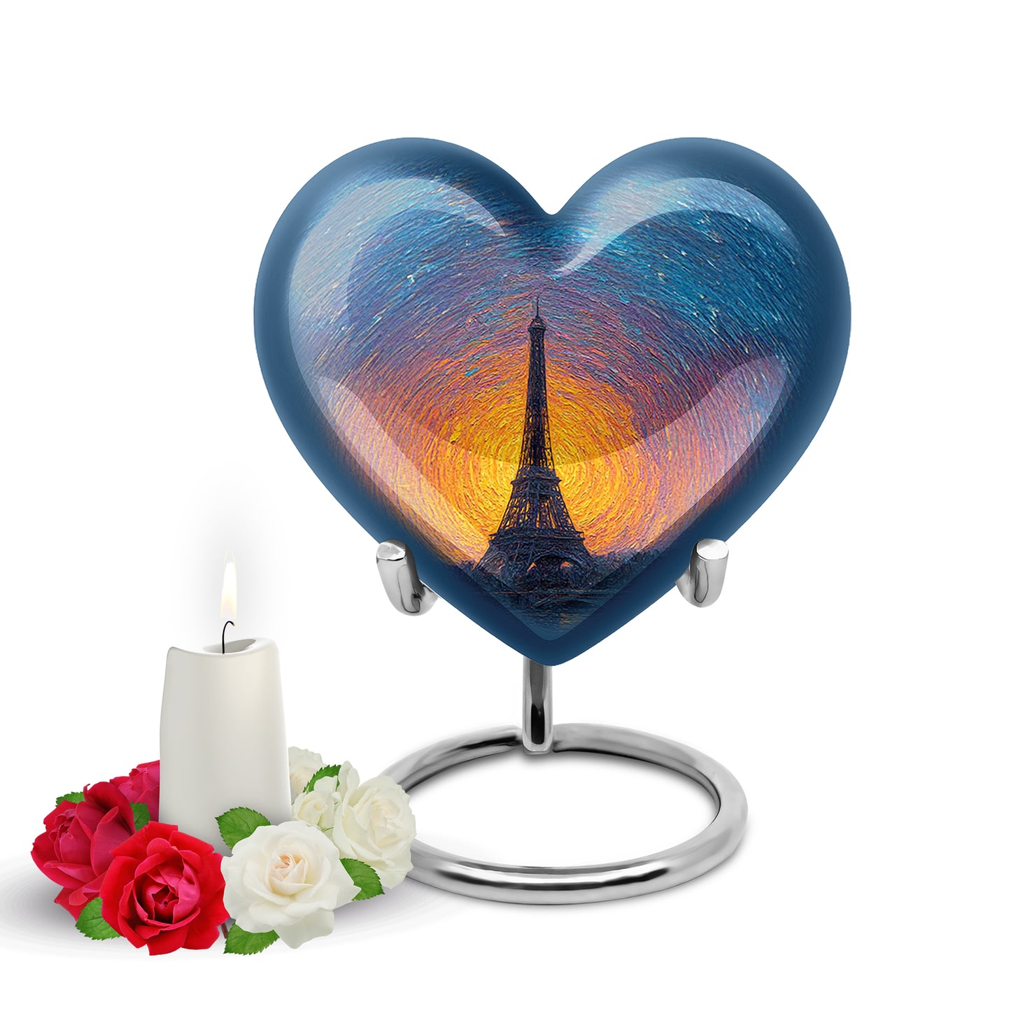 Regal Eiffel Tower Memorial Cremation Urns - Blue 10-inch, 200 cu in - Yatskia