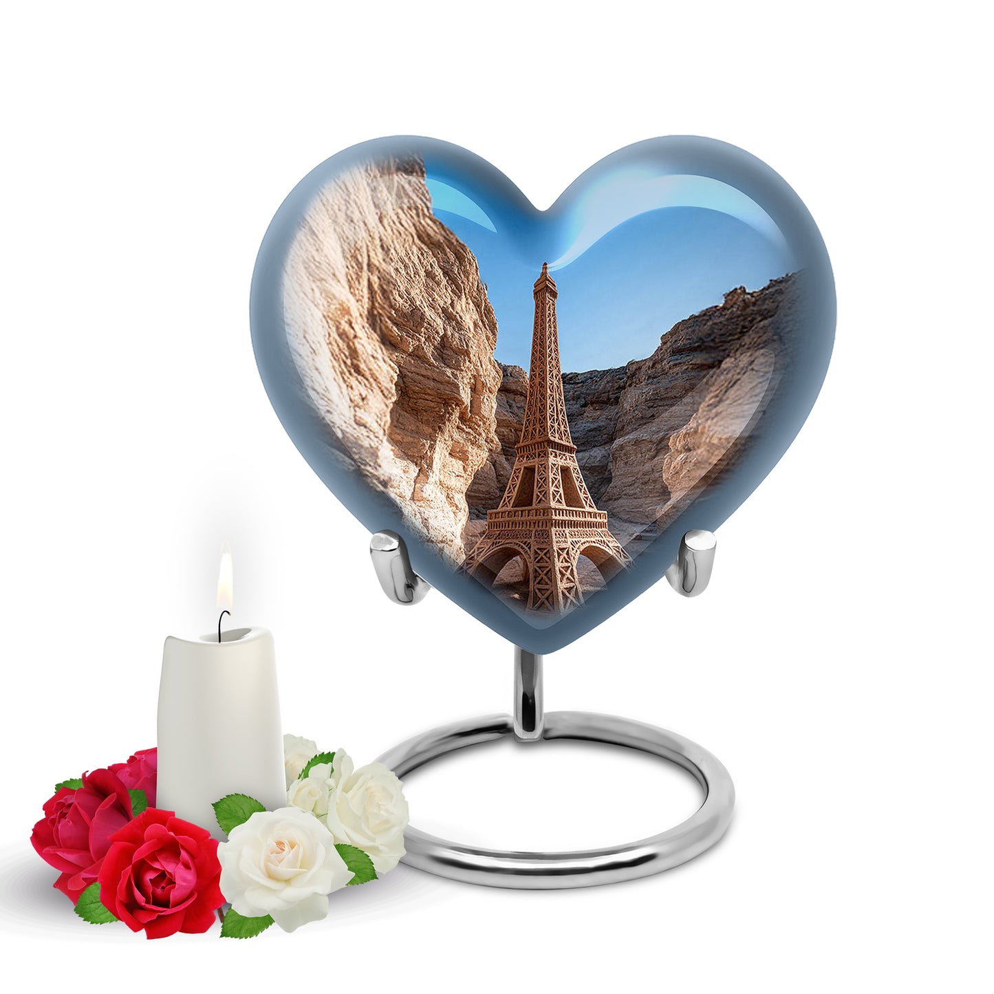Remarkable Eiffel Tower Memorial Cremation Urns - Blue 10-inch, 200 cu in - Yatskia