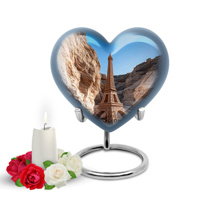 Remarkable Eiffel Tower Memorial Cremation Urns - Blue 10-inch, 200 cu in - Yatskia