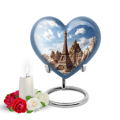 Divine Blue Eiffel Tower Cremation Urn for Ashes - 10-inch, 200 cu in - Yatskia