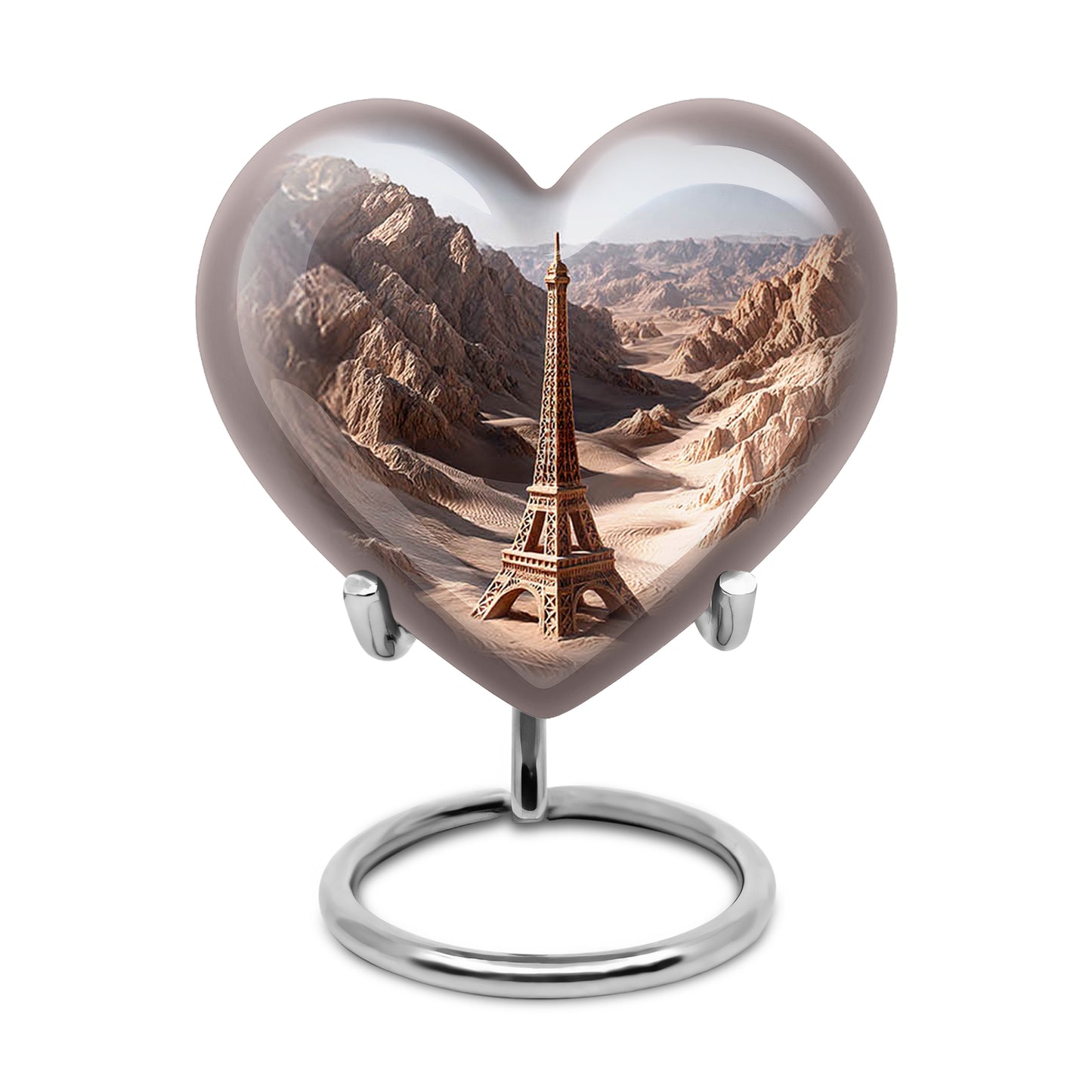 Silver Resounding Eiffel Tower Memorial Urn for Ashes - 10-inch, 200 cu in - Yatskia