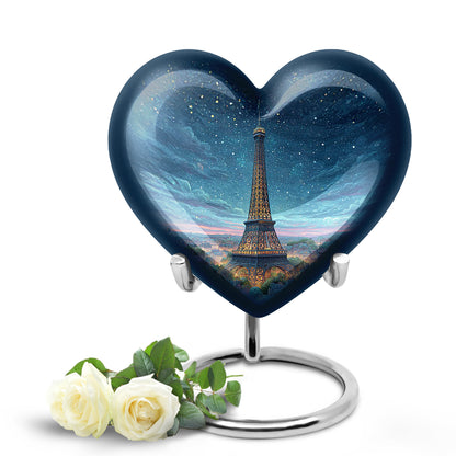 Stunning Blue Eiffel Tower Remembrance Urn for Human Ashes - 10-inch, 200 cu in - Yatskia