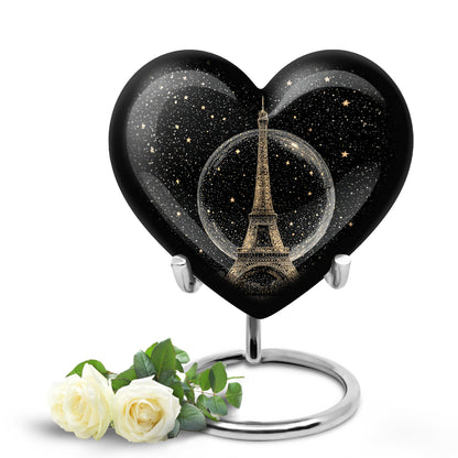 Dignified Black Eiffel Tower Cremation Urn for Ashes - 10-inch, 200 cu in - Yatskia