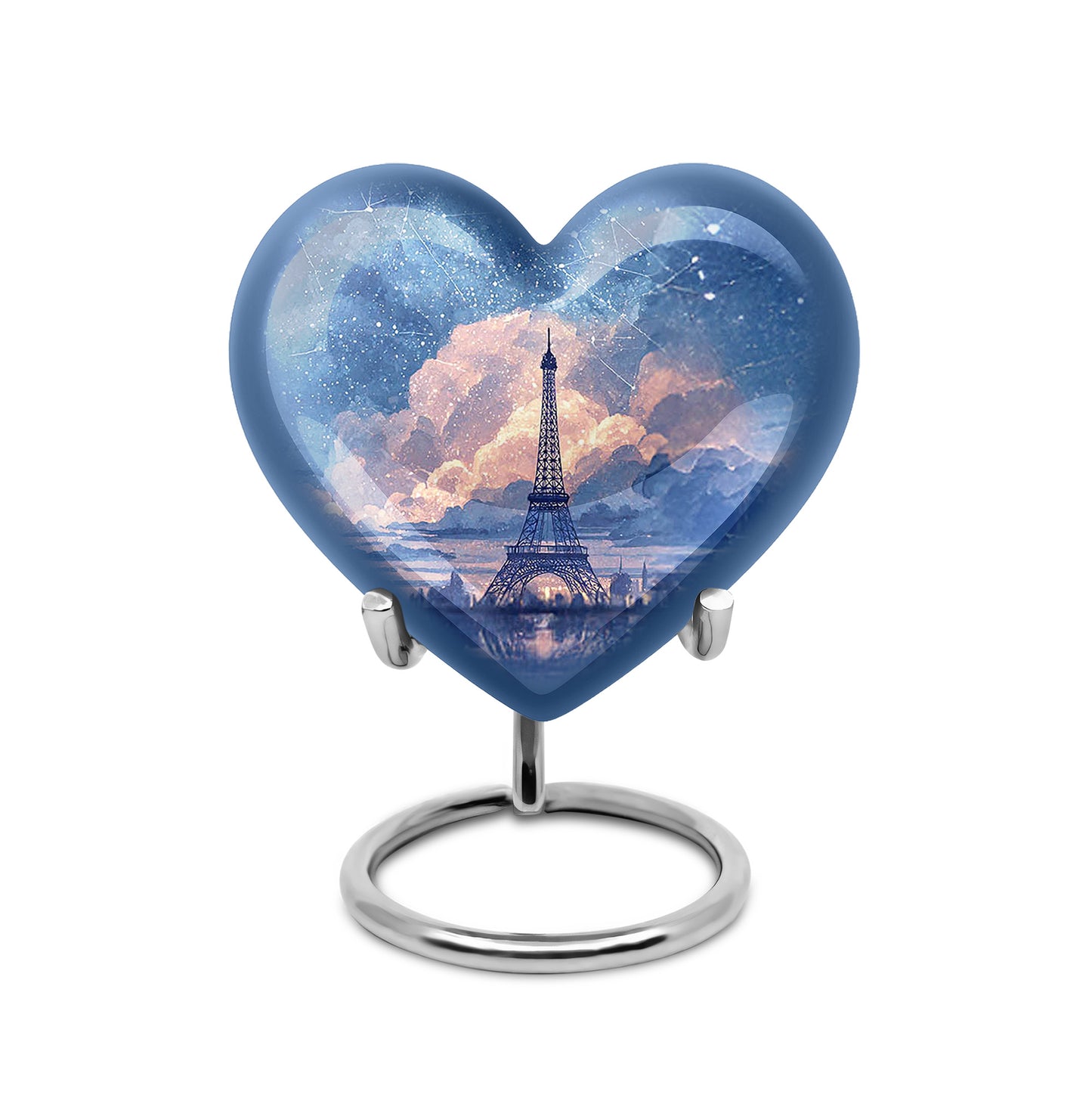 Blue Stately Eiffel Tower Cremation Urns for Human Ashes - 10-inch, 200 cu in - Yatskia