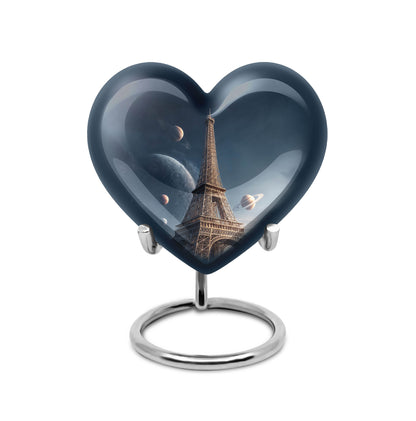 Blue Eiffel Tower Cremation Urns - Honored Dedication 10-inch, 200 cu in - Yatskia