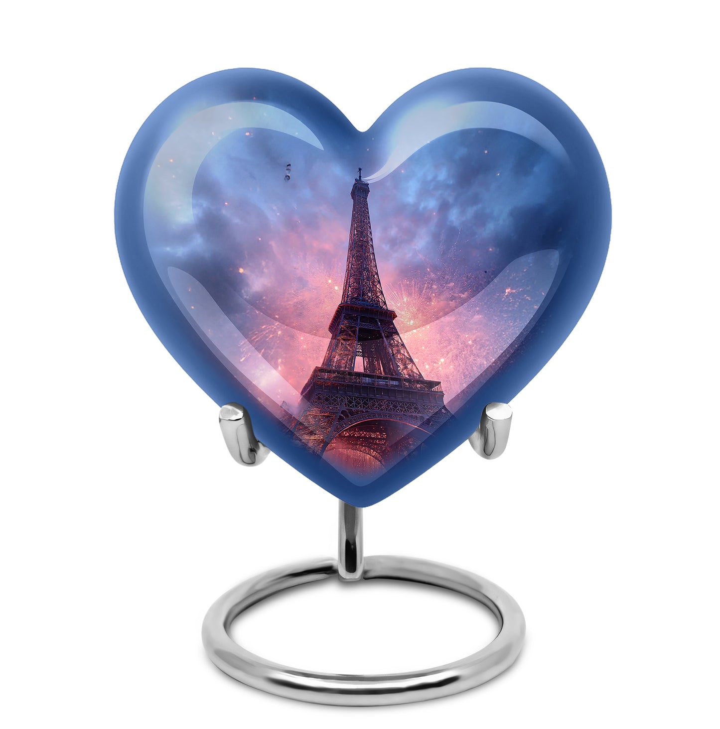 Inspiring Blue Eiffel Tower Tribute Urn for Human Ashes - 10-inch, 200 cu in - Yatskia