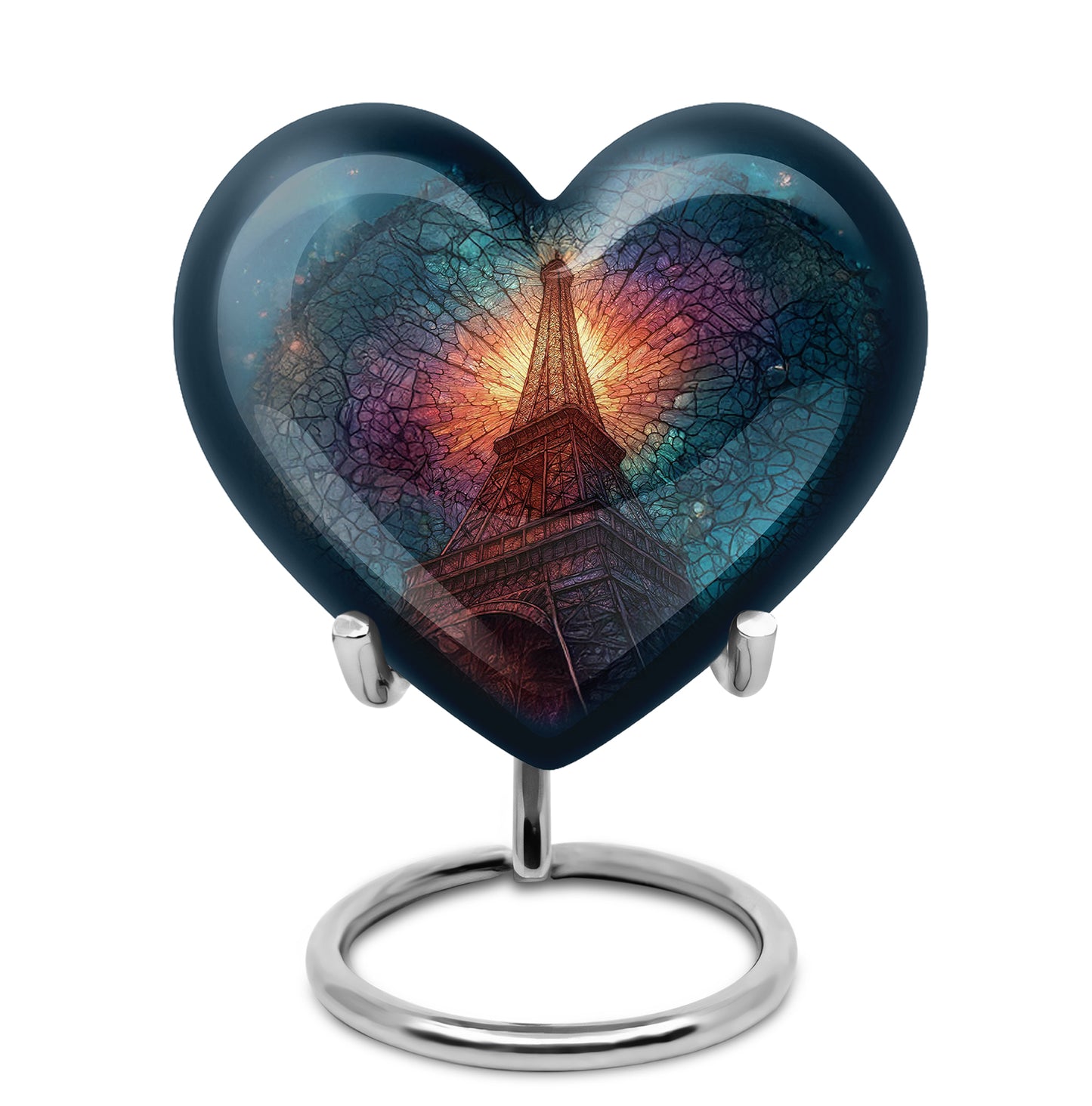 Personalized Elegant Eiffel Tower Cremation Urns - Blue 10-inch, 200 cu in - Yatskia