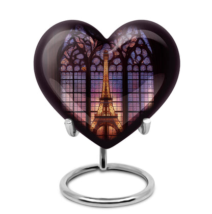 Dignified Black Eiffel Tower Cremation Urn for Ashes - 10-inch, 200 cu in - Yatskia