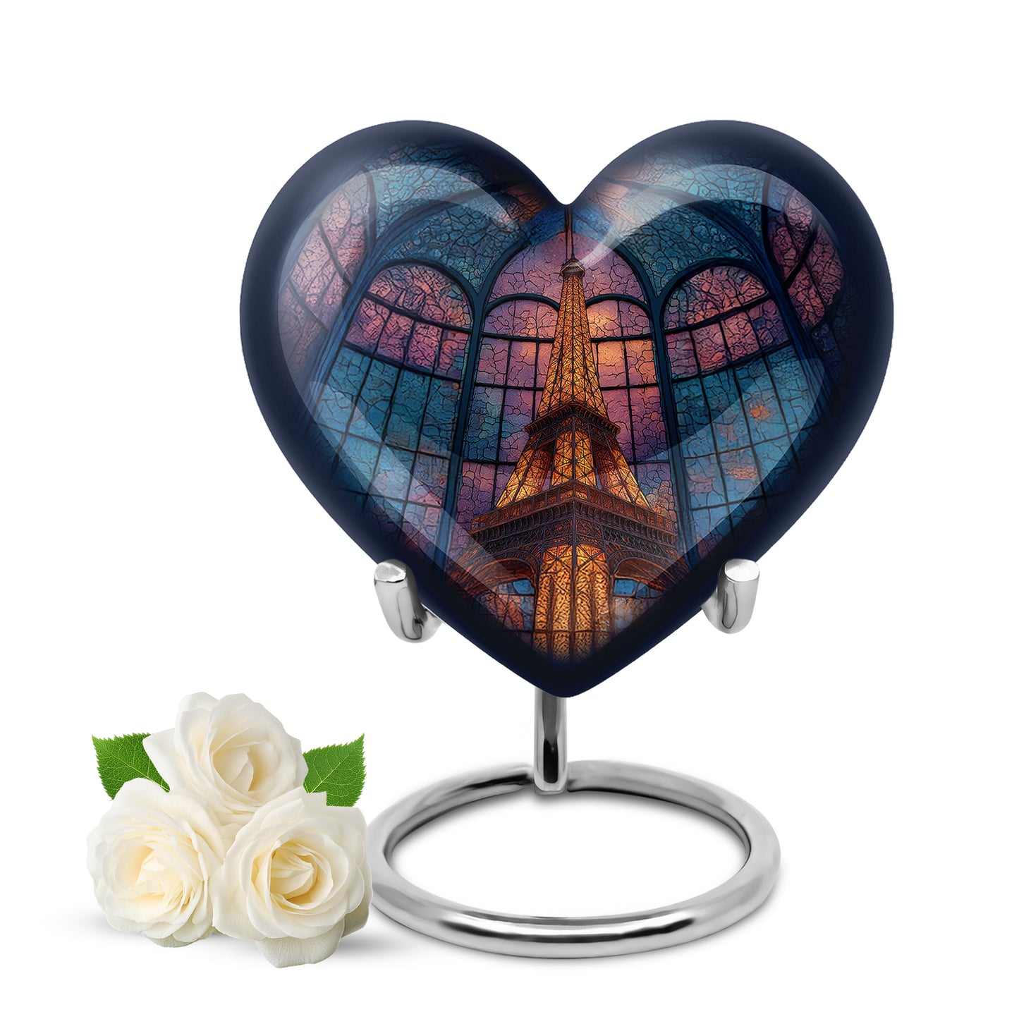 Personalized Blue Eiffel Tower Cremation Urns for Ashes - Transcendent 10-inch - Yatskia