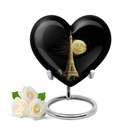 Personalized Eiffel Tower Cremation Urns - Wondrous Black 10-inch, 200 cu in - Yatskia