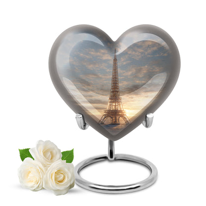 Personalized Eiffel Tower Cremation Urns - Soothing Gray 10-inch, 200 cu in - Yatskia