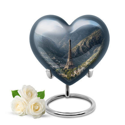Personalized Eiffel Tower Cremation Urns - Tranquil Blue 10-inch, 200 cu in - Yatskia