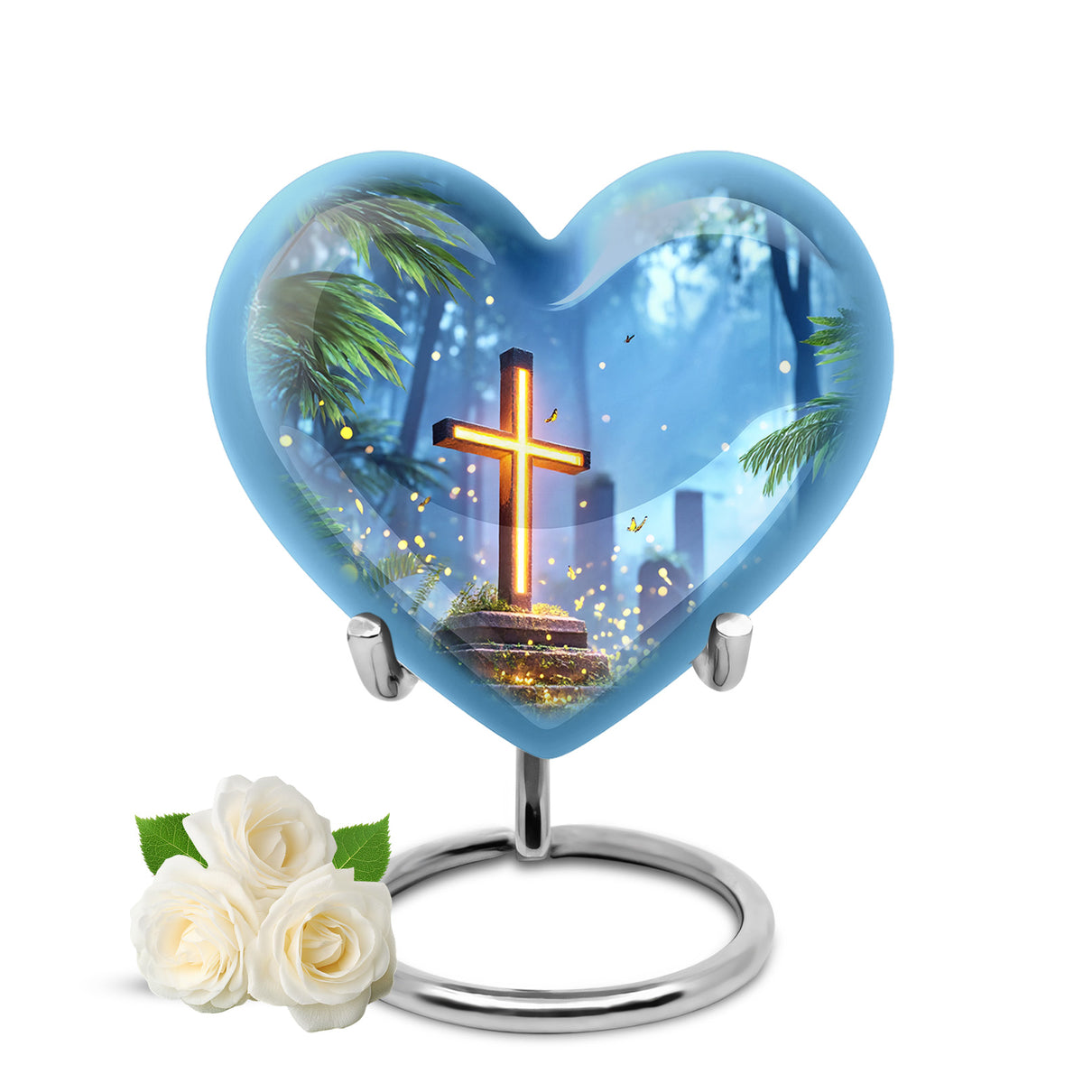 Personalized Seraphic Cross Cremation Urns - Blue - Yatskia