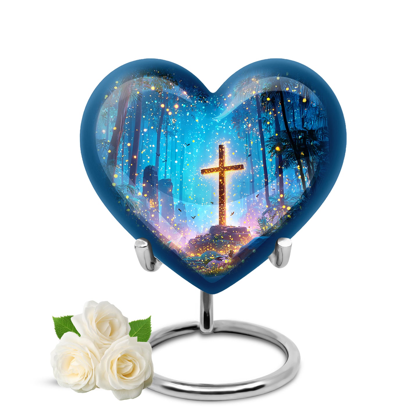 Personalized Blue Cross Cremation Urns for Ashes - Enchanting 10-inch - Yatskia