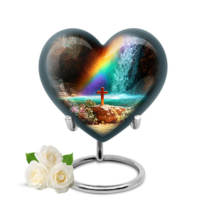 Personalized Red Cherished Cross Cremation Urns for Human Ashes - 10-inch, 200 cu in - Yatskia