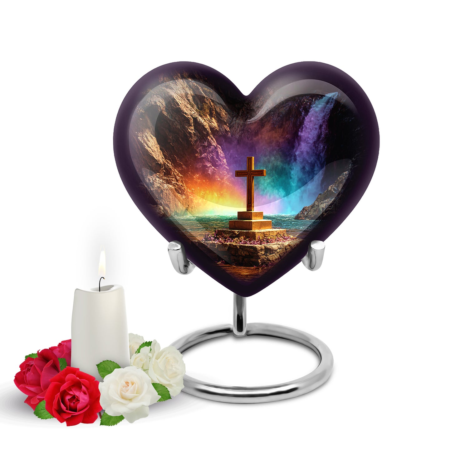 Black Cross Cremation Urns - Opulent Resting Place 10-inch, 200 cu in - Yatskia