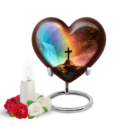 Personalized Refined Cross Cremation Urns - Purple 10-inch, 200 cu in - Yatskia