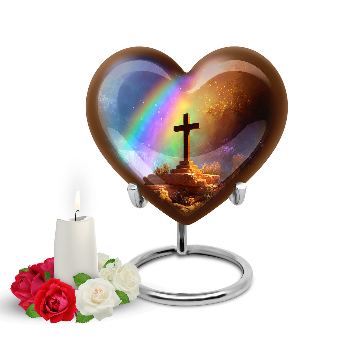 Regal Cross Memorial Cremation Urns - Pink - Yatskia