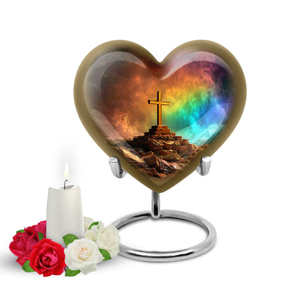 Regal Cross Memorial Cremation Urns - Black 10-inch, 200 cu in - Yatskia