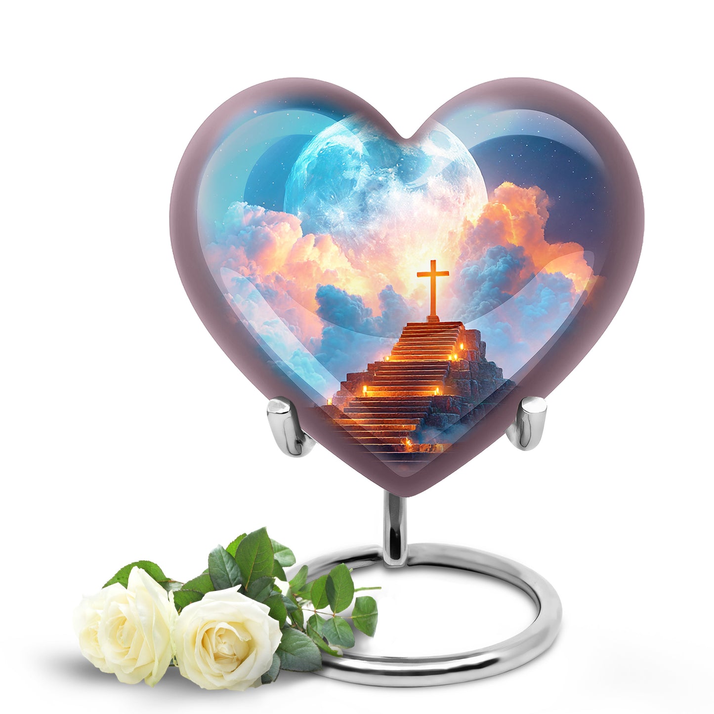 Sublime Cross Cremation Urns for Human Ashes - Blue 10-inch - Yatskia