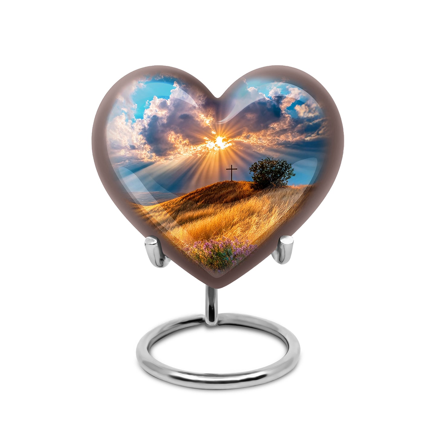 Blessed Cross Cremation Urns for Human Ashes - Blue 10-inch - Yatskia