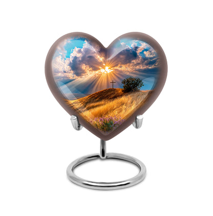 Blessed Cross Cremation Urns for Human Ashes - Blue 10-inch - Yatskia