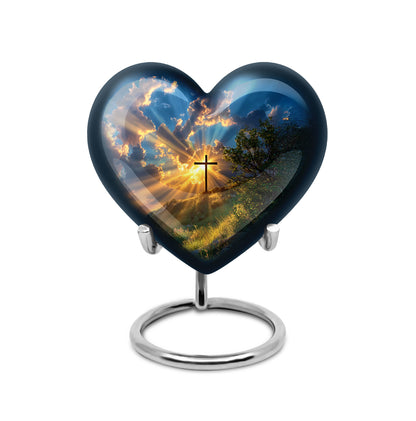 Personalized Refined Cross Cremation Urns - Blue 10-inch, 200 cu in - Yatskia