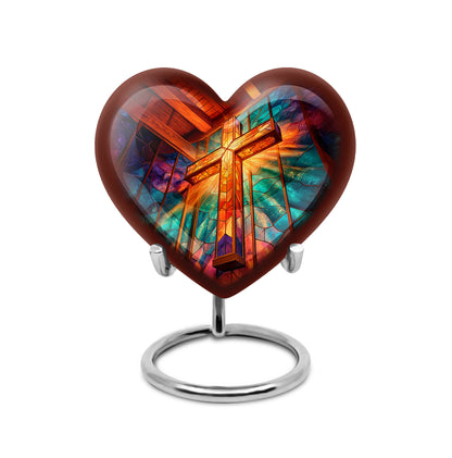 Timeless Red Cross Cremation Urn for Ashes - 10-inch, 200 cu in - Yatskia