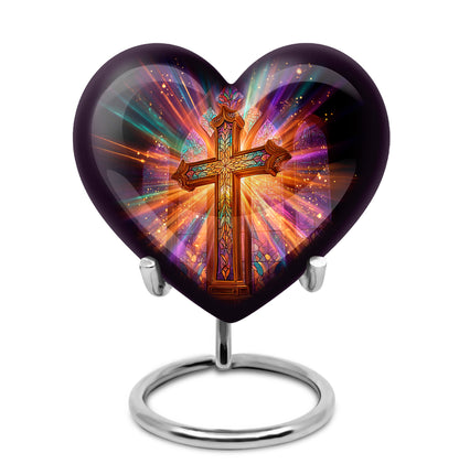Personalized Magnificent Cross Cremation Urns - Black 10-inch, 200 cu in - Yatskia