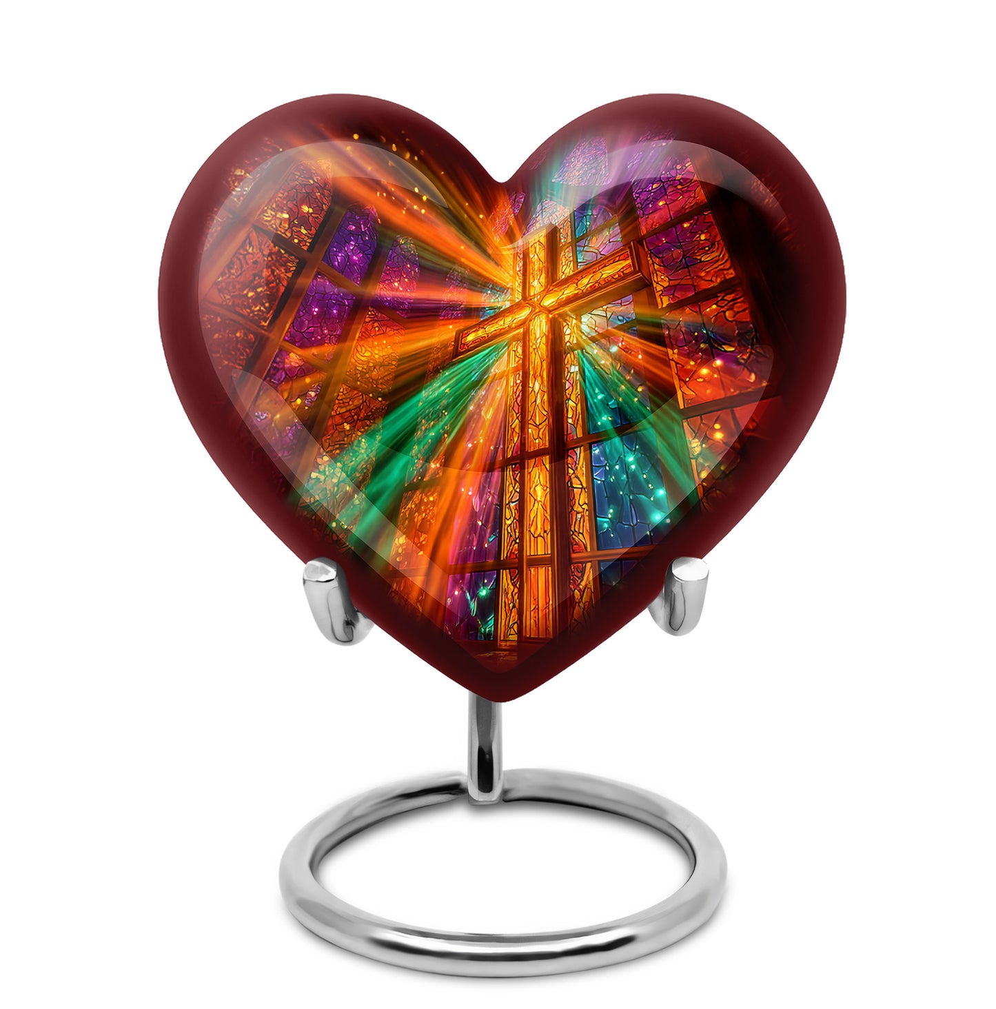 Timeless Pink Cross Cremation Urn for Ashes - 10-inch, 200 cu in - Yatskia