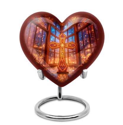 Personalized Red Cross Cremation Urns for Ashes - Transcendent 10-inch - Yatskia