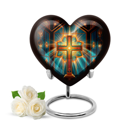 Personalized Refined Cross Cremation Urns - Red 10-inch, 200 cu in - Yatskia