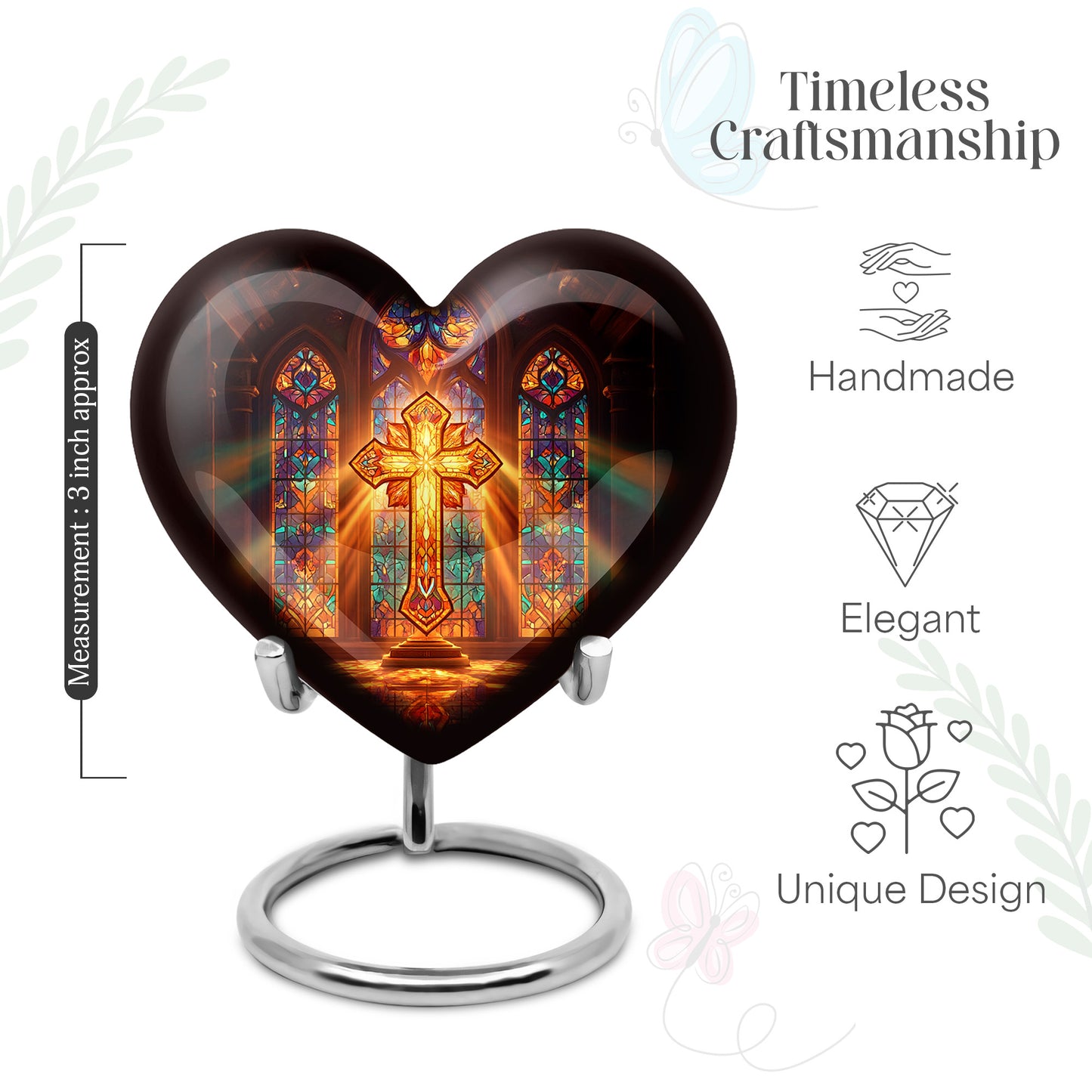 Crimson Red Cross Cremation Urn front view showing detailed design - loving heart memorial featuring cross pattern - mini keepsake memorial for portion of cremation ashes