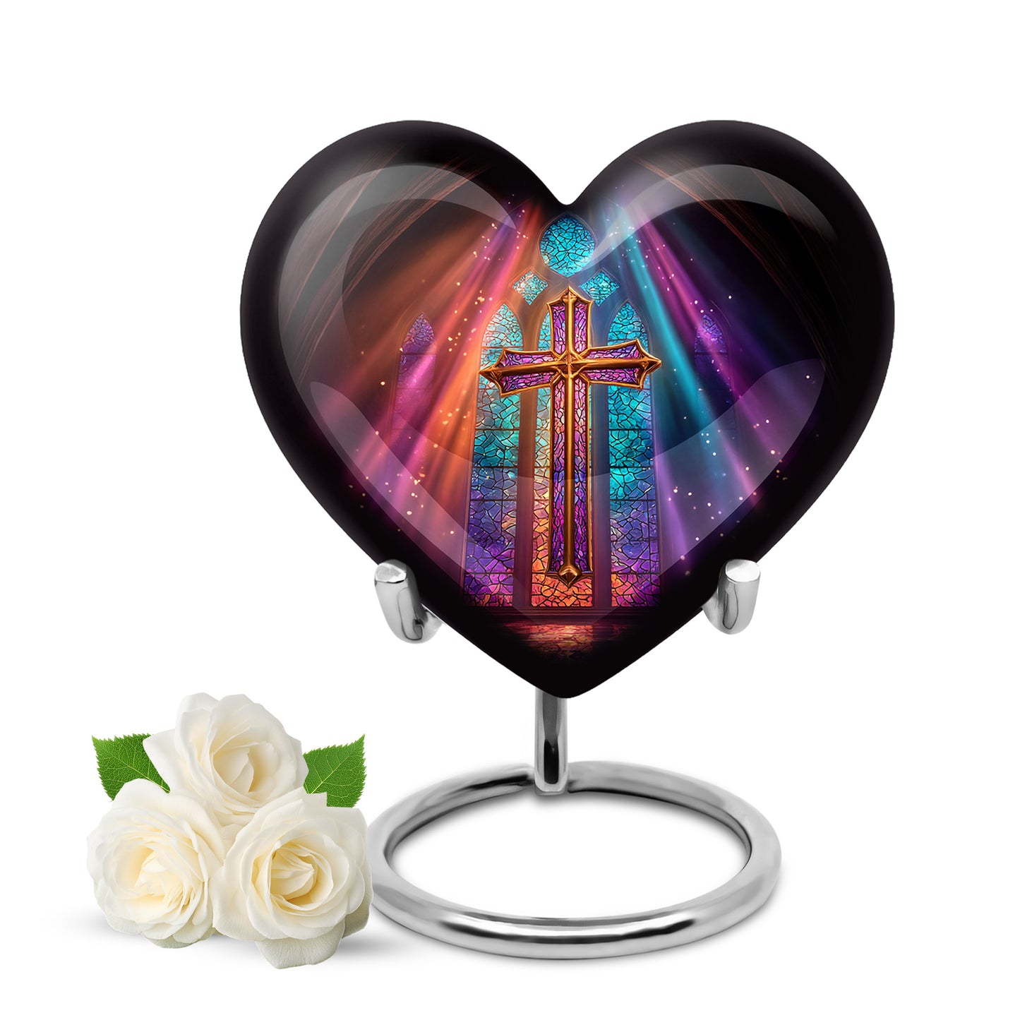 Personalized Eternal Cross Cremation Urns - Black 10-inch, 200 cu in - Yatskia