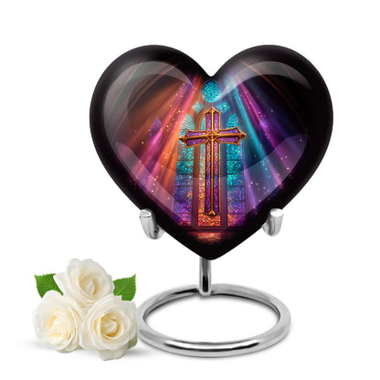 Personalized Eternal Cross Cremation Urns - Black 10-inch, 200 cu in - Yatskia