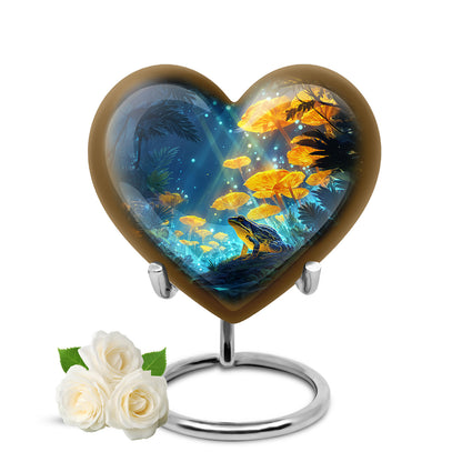 Personalized Blue Steadfast Frog Cremation Urns for Human Ashes - 10-inch, 200 cu in - Yatskia