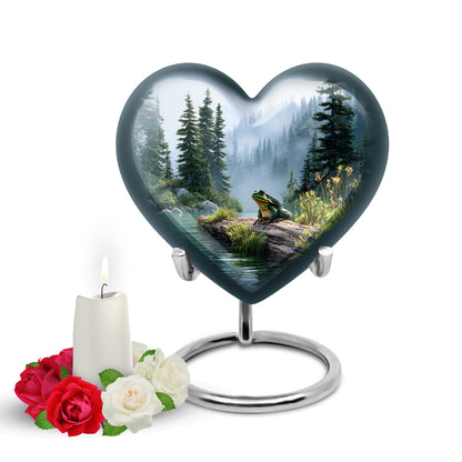 Personalized Silver Frog Cremation Urns for Ashes - Transcendent 10-inch - Yatskia