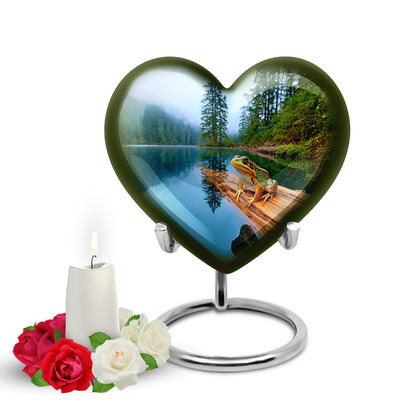 Personalized Blue Frog Cremation Urns for Ashes - Majestic 10-inch - Yatskia