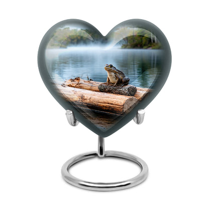 Personalized Silver Cherished Frog Cremation Urns for Human Ashes - 10-inch, 200 cu in - Yatskia