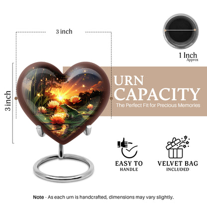Steel Blue Frog Cremation Urn front view showing detailed design - compassionate heart-frog combination with gentle curves - mini keepsake memorial for portion of cremation ashes