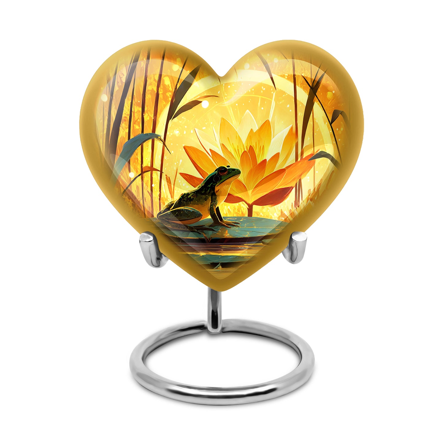 Gold Frog Cremation Urns - Opulent Embrace 10-inch, 200 cu in - Yatskia